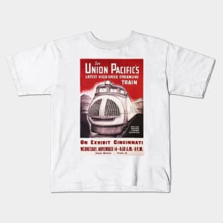 Union Pacific Latest High Speed Streamline Train Advertisement Vintage Railway Kids T-Shirt